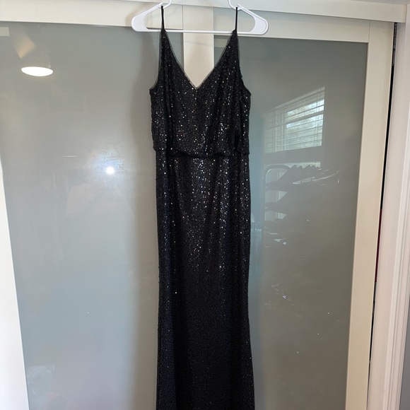 Adrianna Papell Black Sequin Blouson Gown - Picture 3 of 10